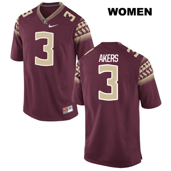 Women's NCAA Nike Florida State Seminoles #3 Cam Akers College Red Stitched Authentic Football Jersey ZML7569NY